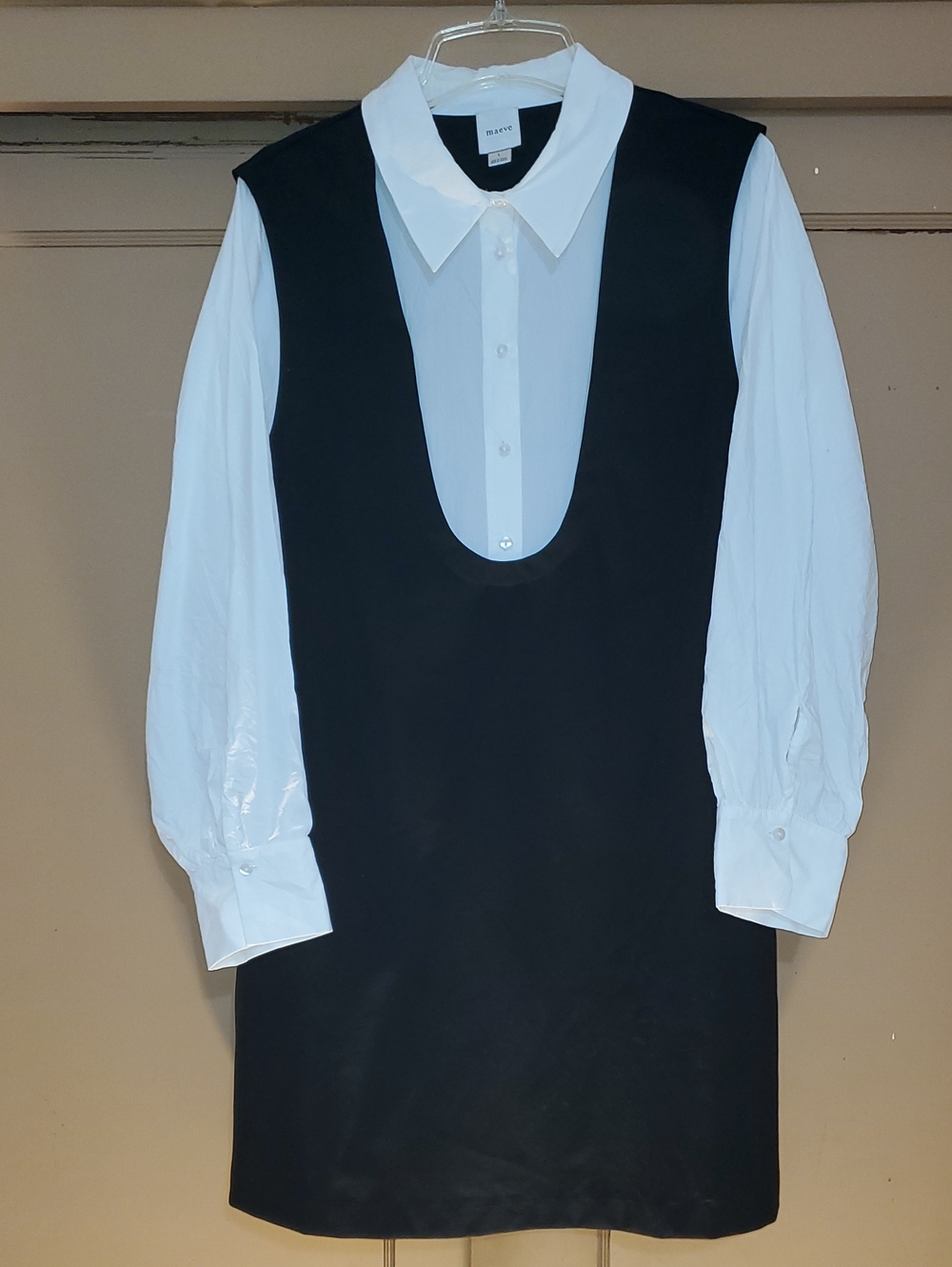 the Maeve Long-Sleeve Twofer Pinafore Mini Dress